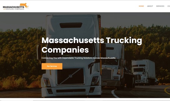 Screenshot of Massachusetts trucking companies website